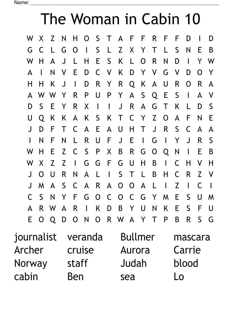 The Woman in Cabin 10 Word Search