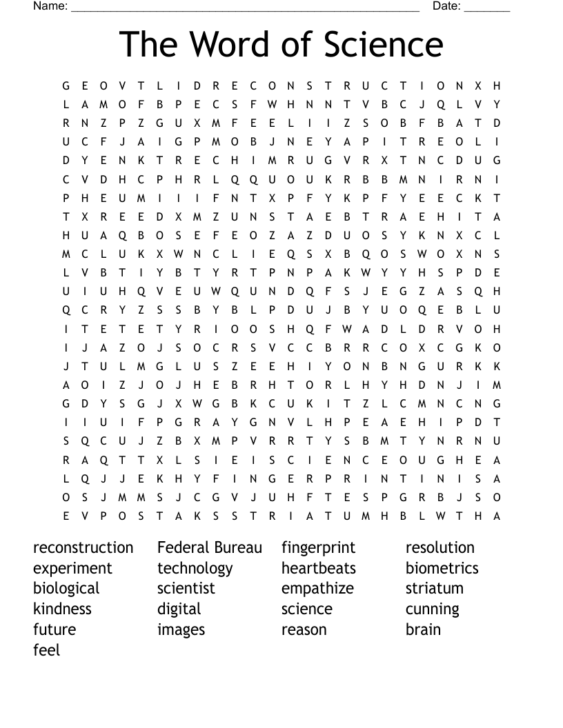 The Word of Science Word Search