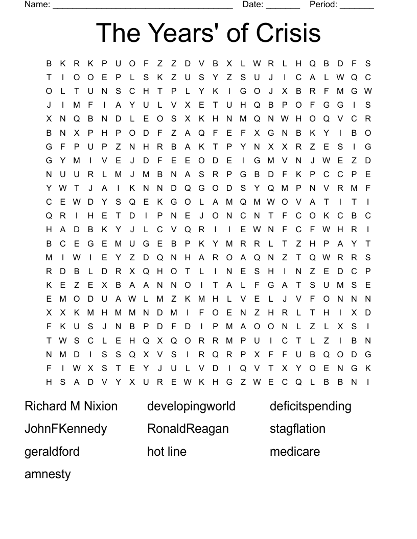 The Years' of Crisis Word Search