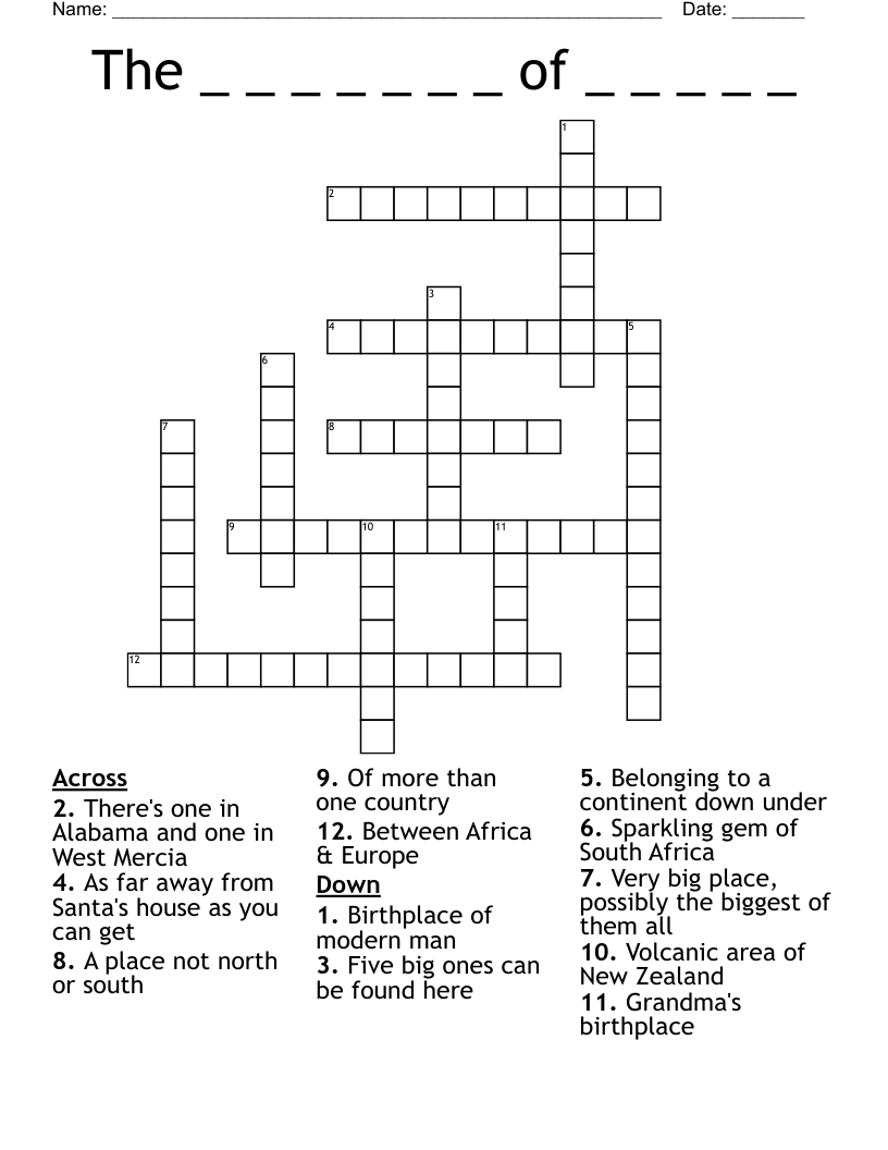 The _ _ _ _ _ _ _ of _ _ _ _ _ Crossword