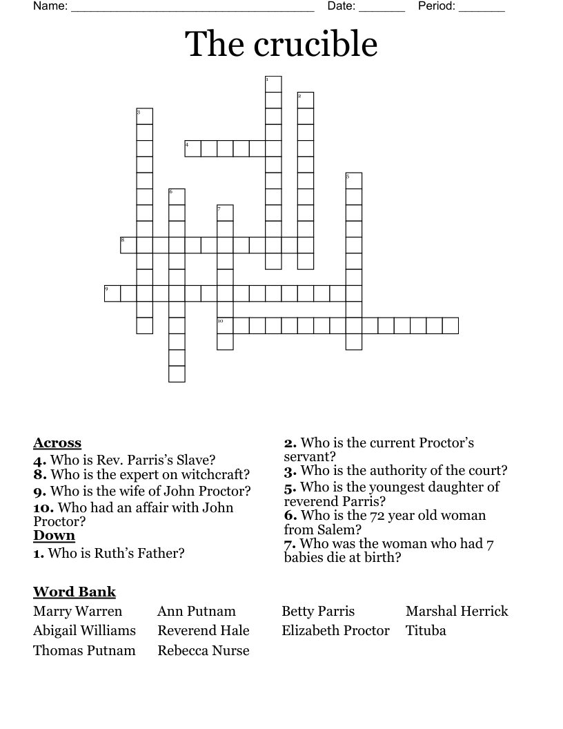 The Crucible Crossword WordMint