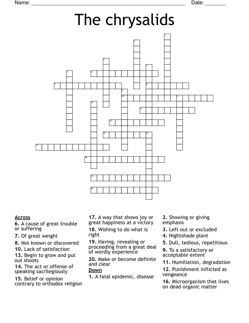 The chrysalids  Crossword
