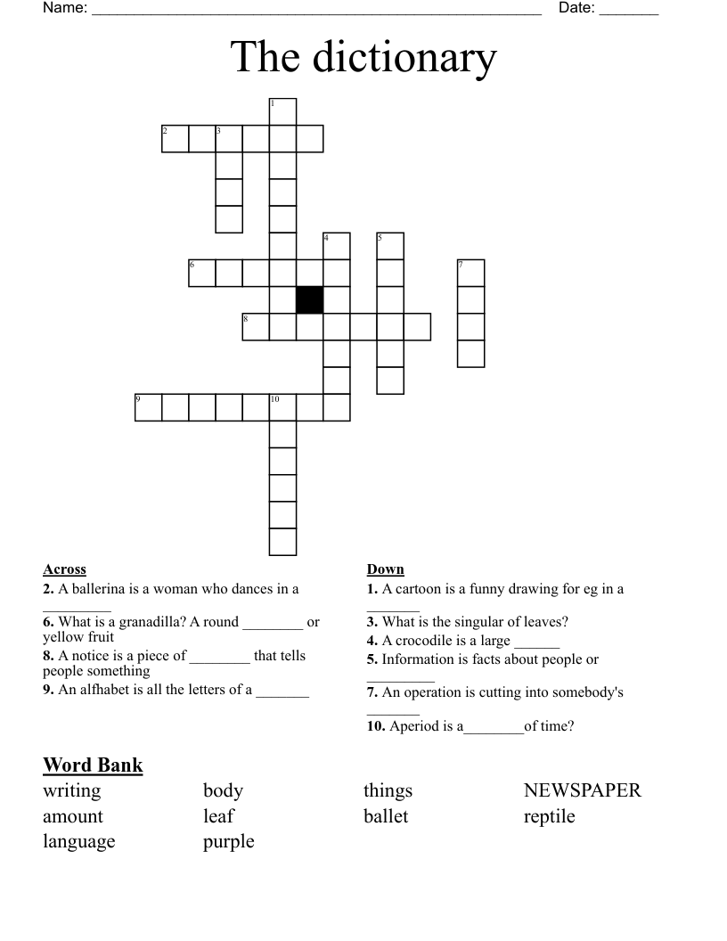 The dictionary Crossword WordMint