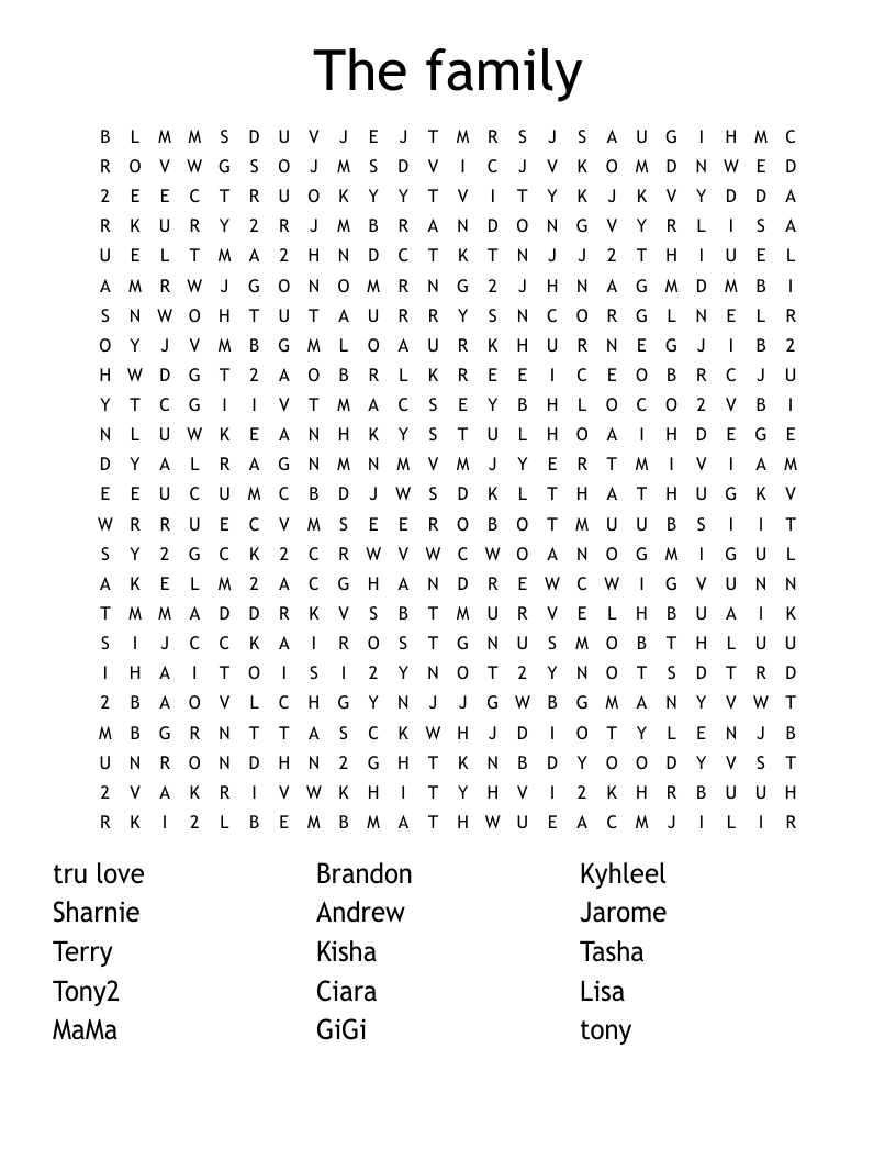The family Word Search
