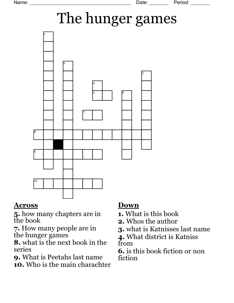The hunger games Crossword