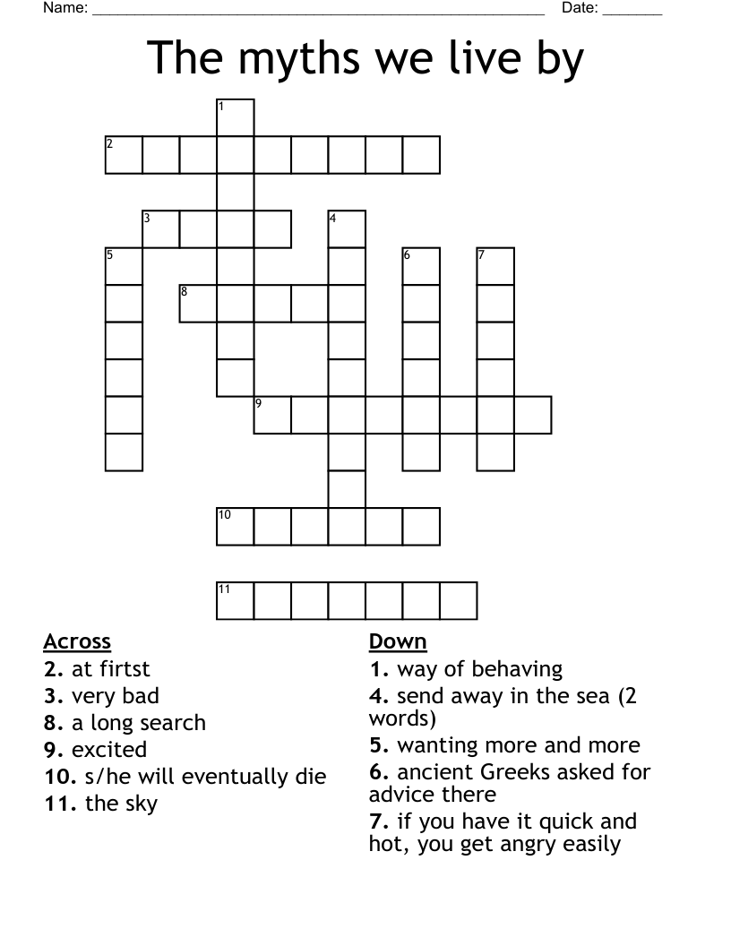 The myths we live by Crossword WordMint