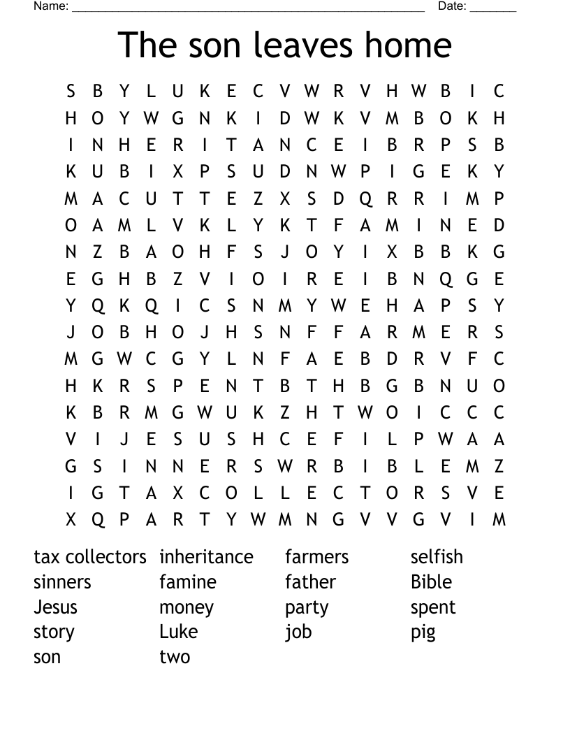 The son leaves home Word Search