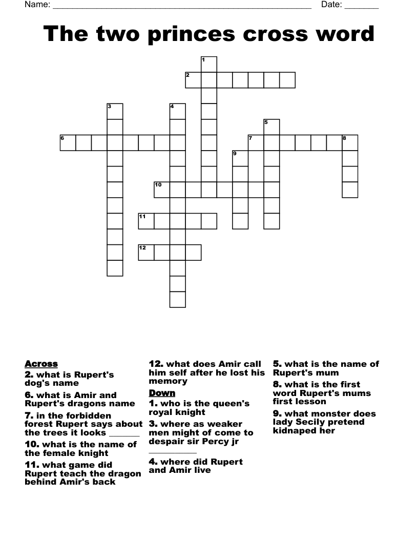 The two princes cross word