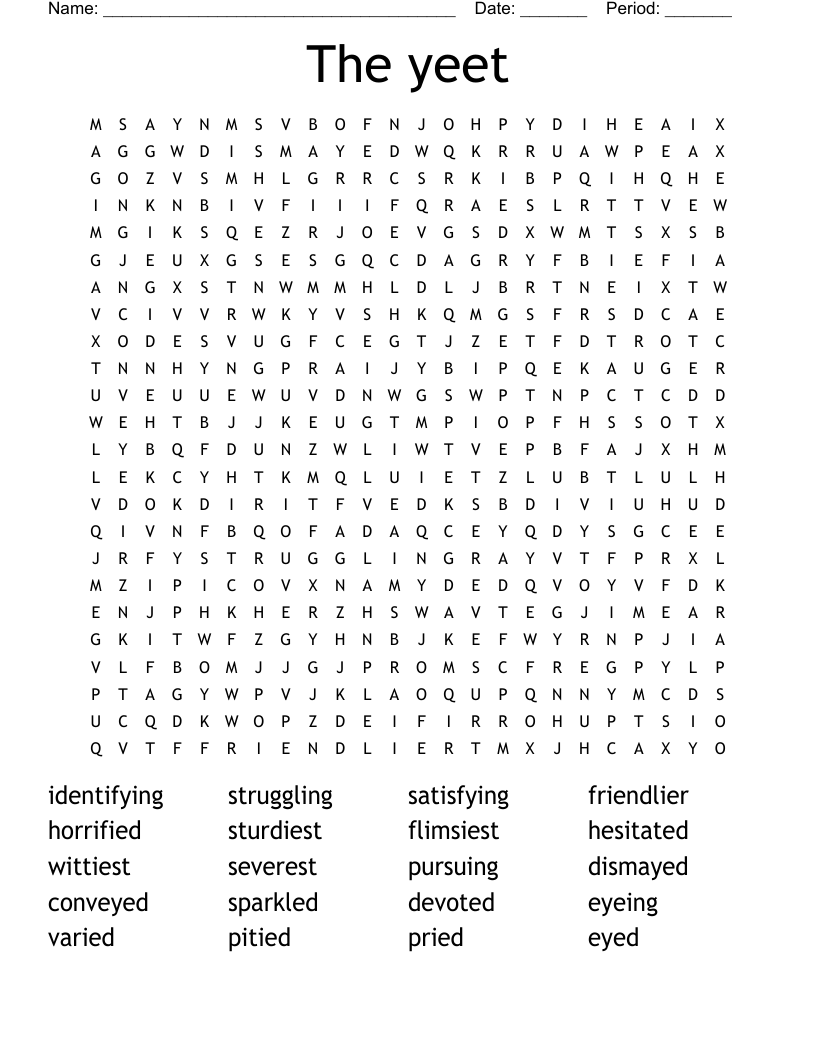 The yeet Word Search