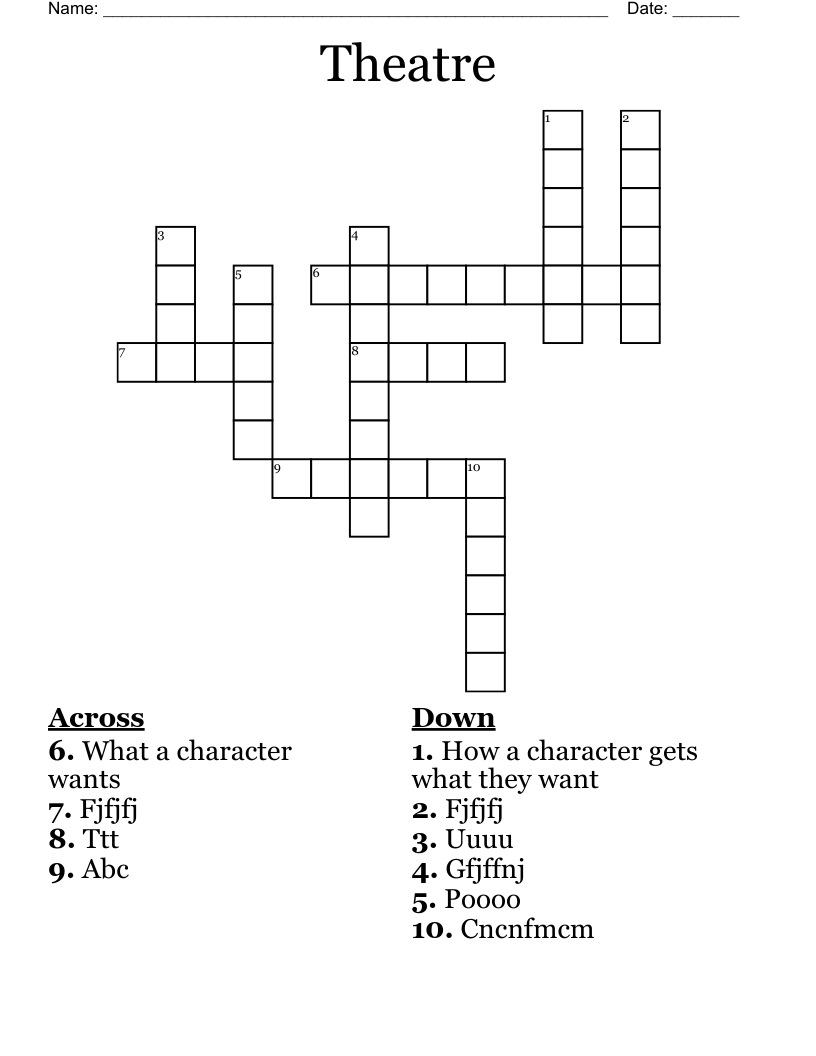 Theatre Crossword WordMint