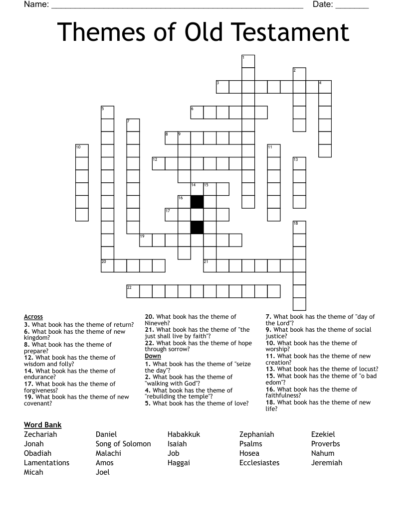 Themes of Old Testament Crossword