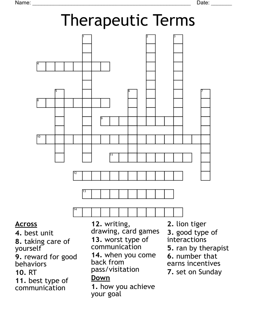 Therapeutic Terms Crossword
