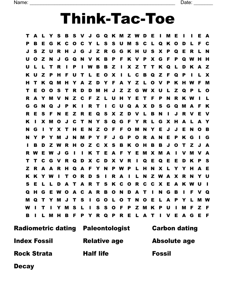 Think-Tac-Toe Word Search