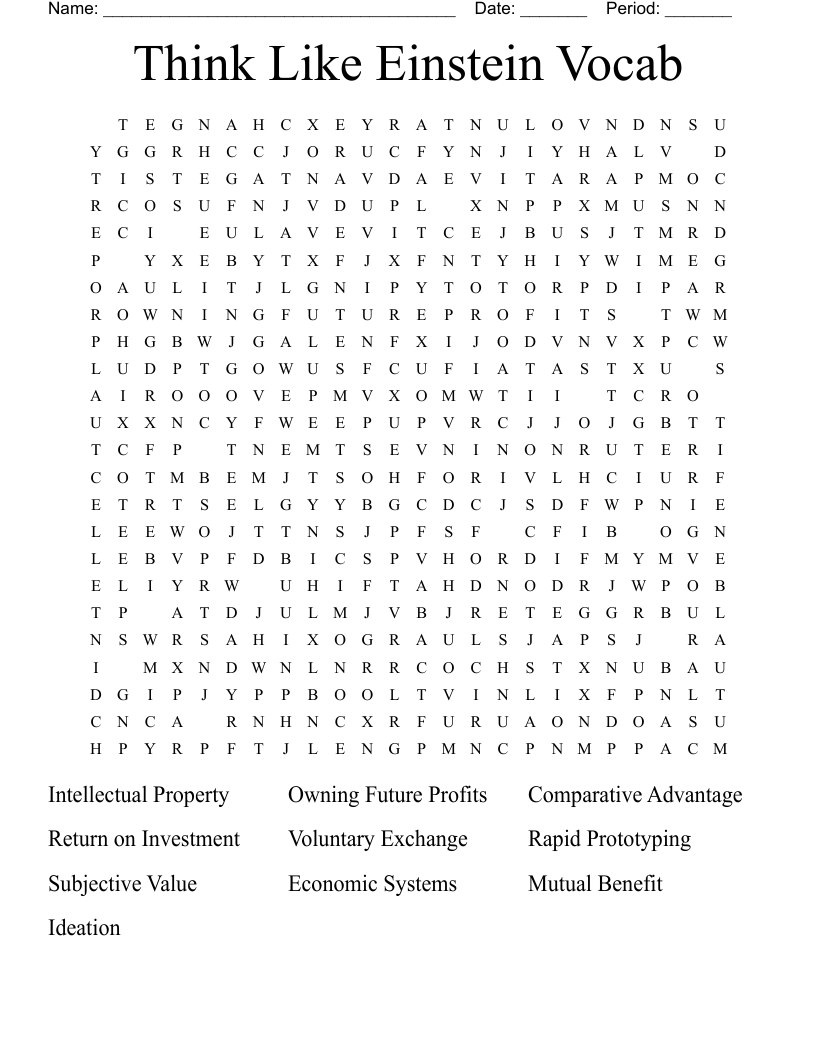 Think Like Einstein Vocab Word Search