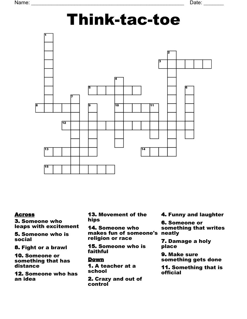 Think-tac-toe Crossword