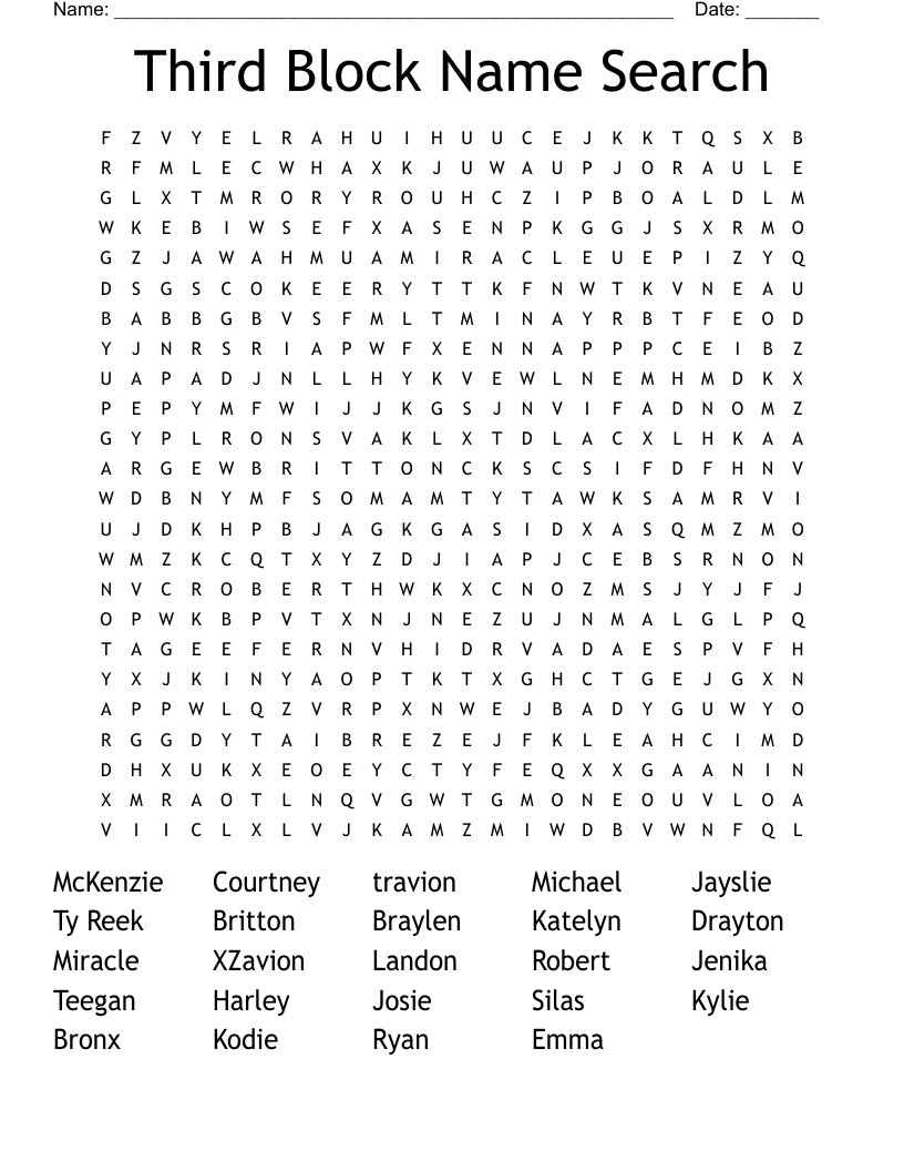 Third Block Name Search Word Search