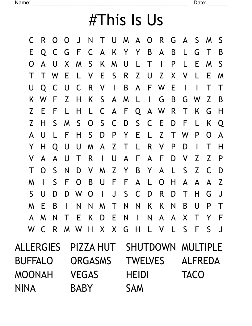 #This Is Us Word Search