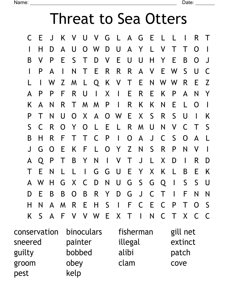 Threat to Sea Otters Word Search
