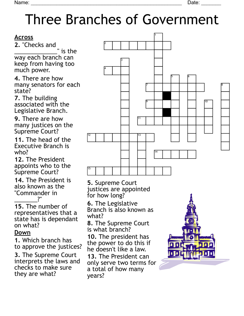 Three Branches of Government Crossword