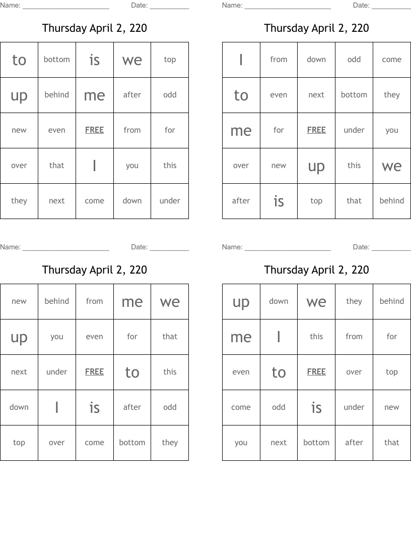 Thursday April 2, 220