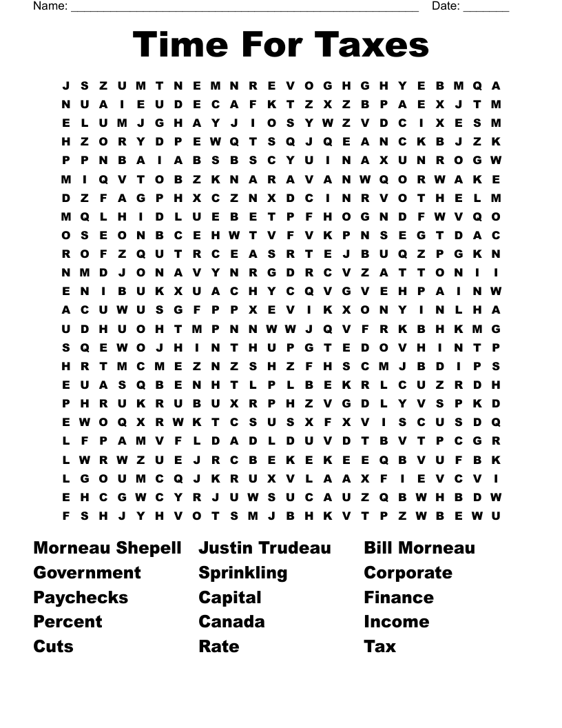 Time For Taxes Word Search