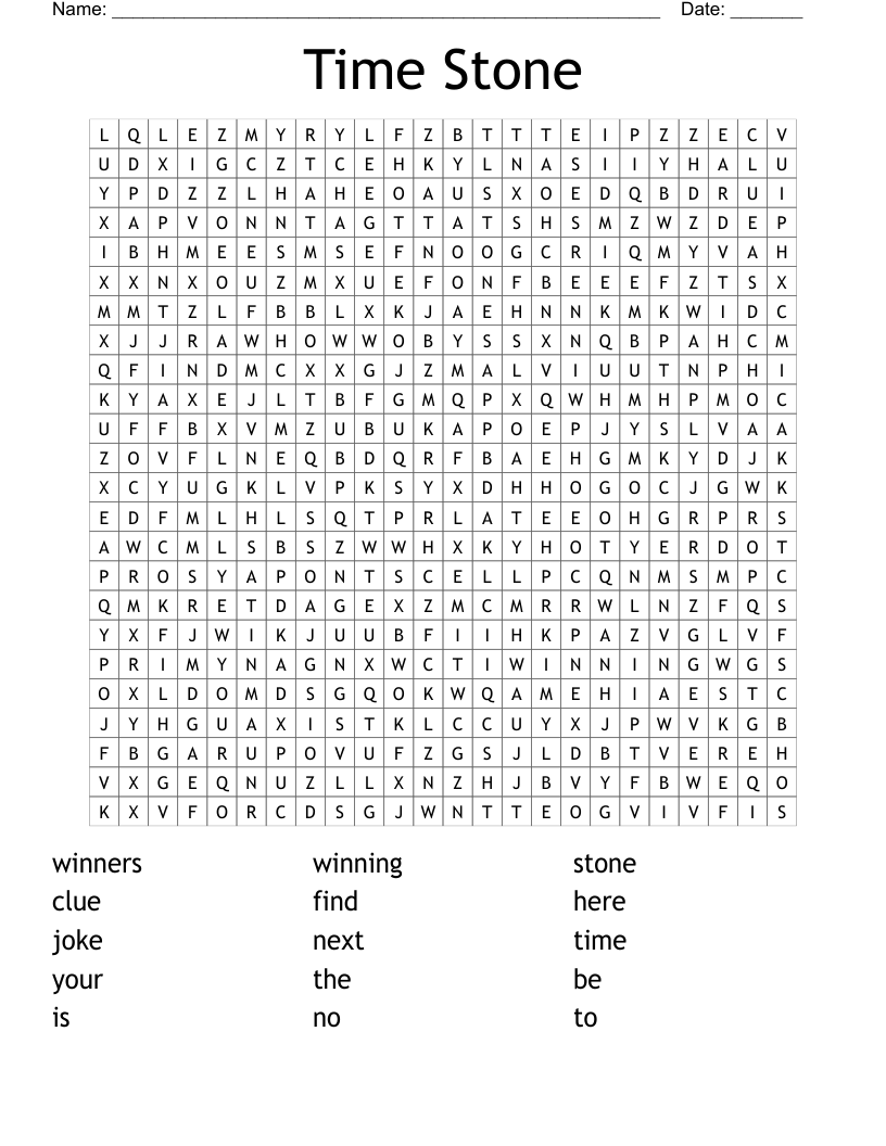 Time Stone Word Search