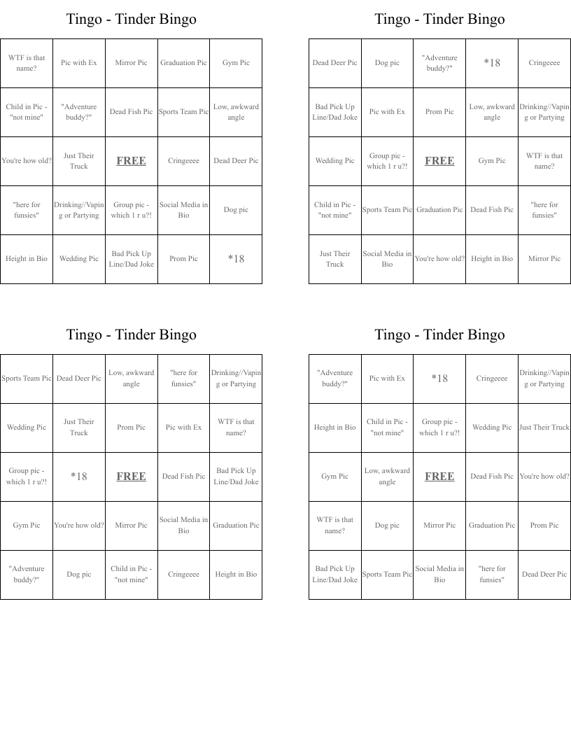 Tingo - Tinder Bingo