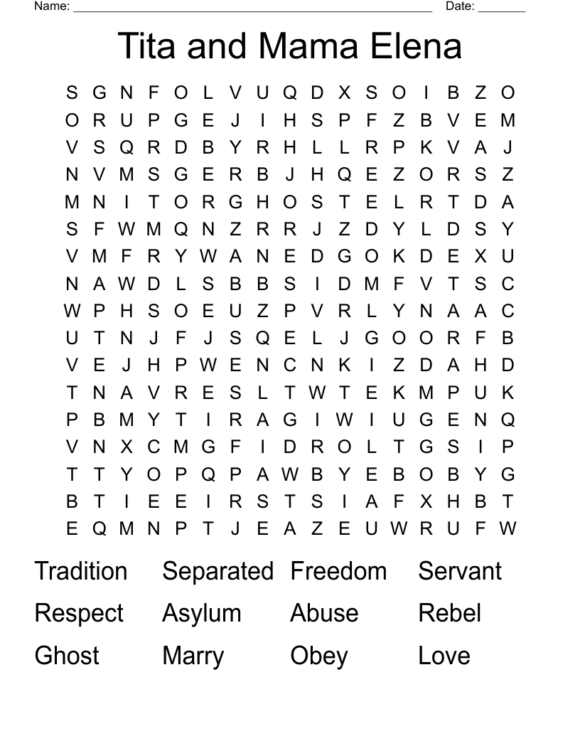 Tita and Mama Elena Word Search