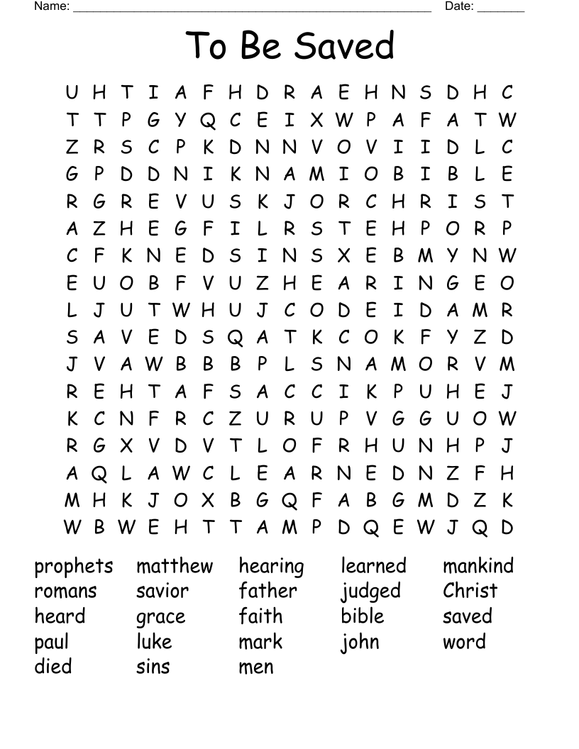 To Be Saved Word Search
