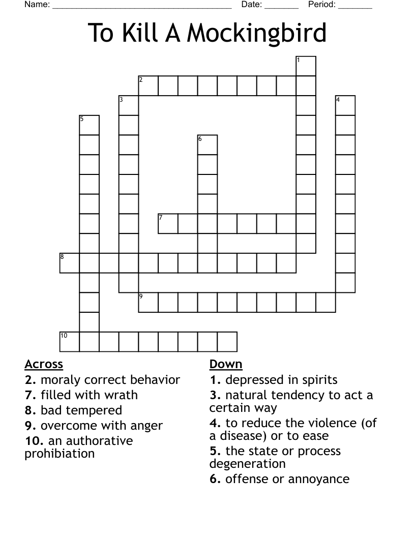 TKAM VOCAB Crossword WordMint