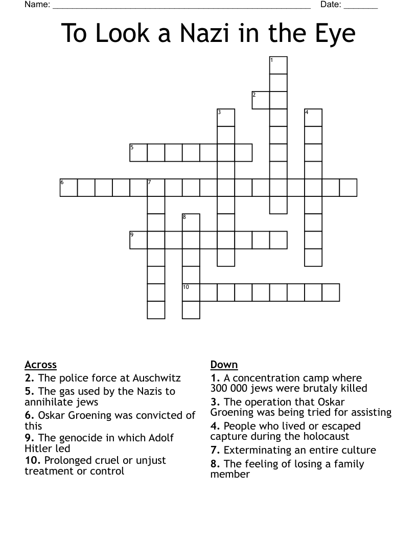 To Look a Nazi in the Eye Crossword