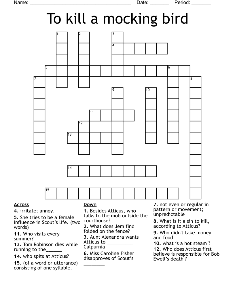 To kill a mocking bird  Crossword