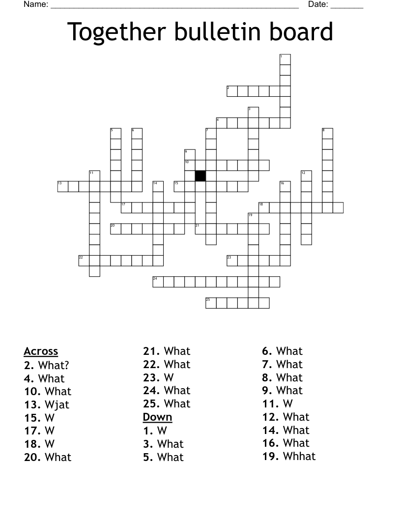 Together bulletin board Crossword WordMint