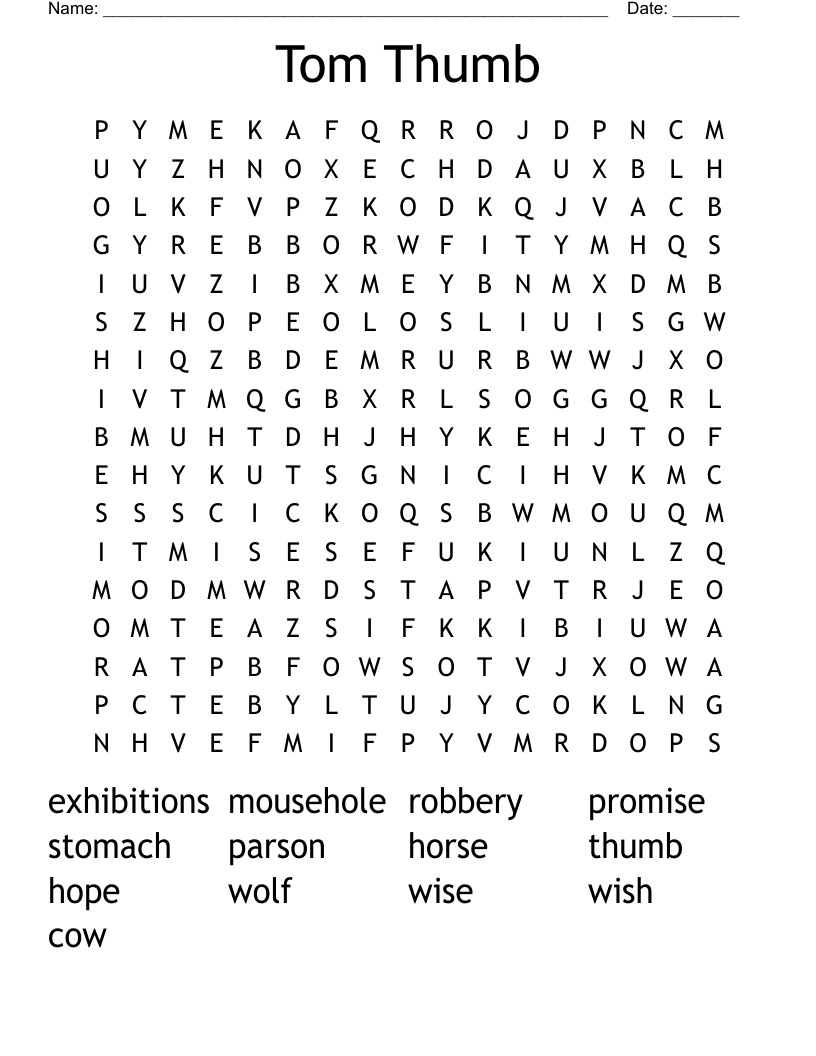 Tom Thumb Word Search