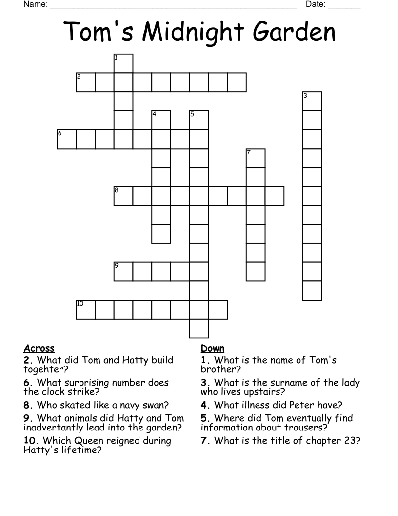 Tom's Midnight Garden Crossword