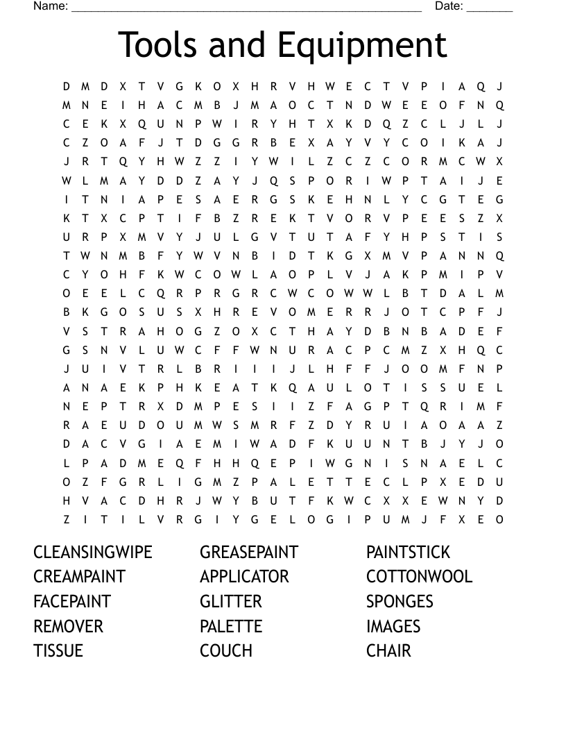 Tools and Equipment  Word Search