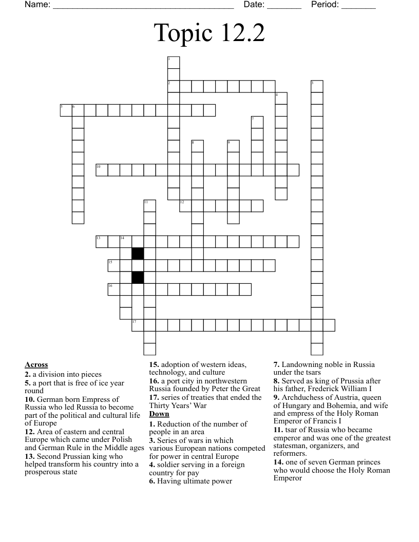 Topic 12 2 Crossword WordMint