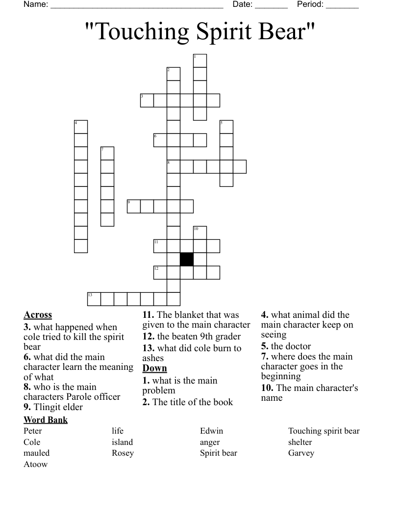  Touching Spirit Bear Crossword WordMint