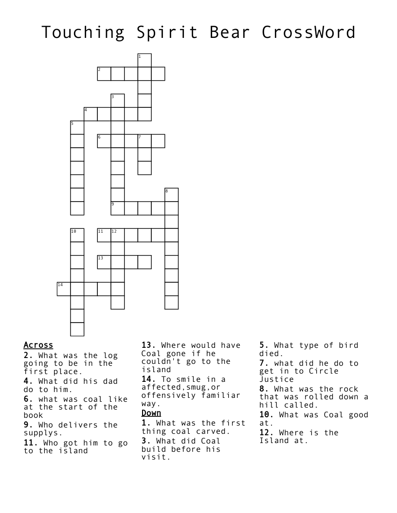 Touching Spirit Bear CrossWord WordMint