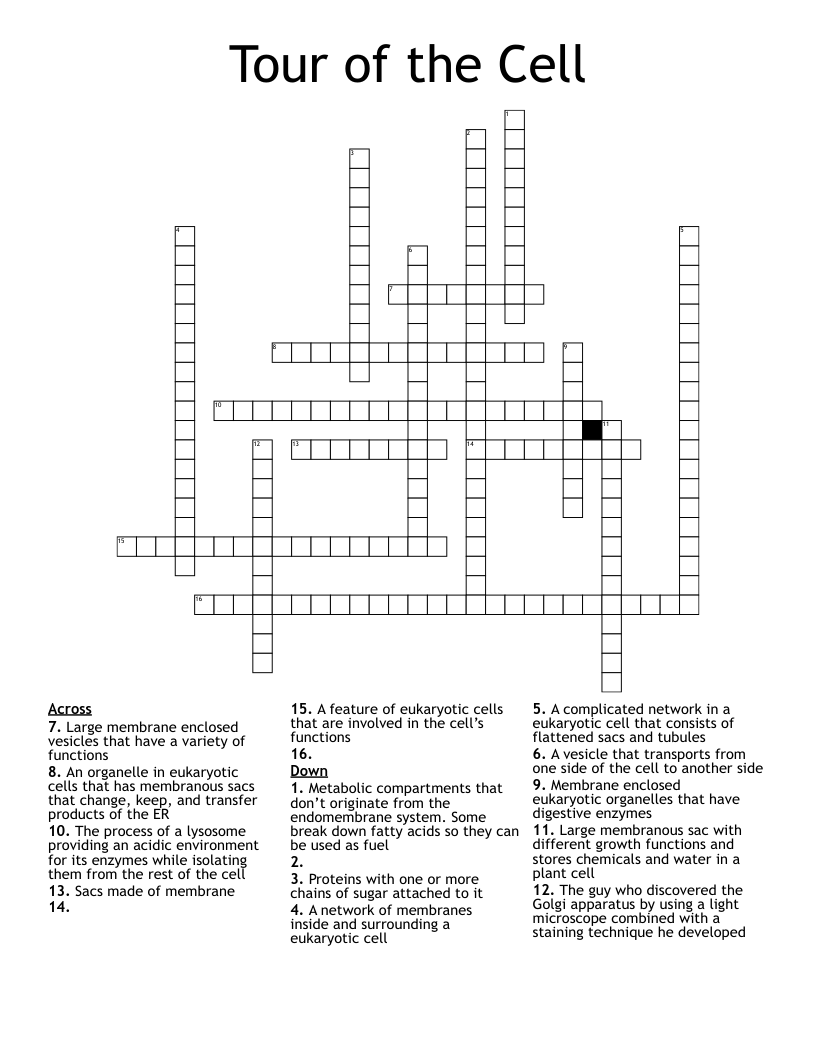 Tour of the Cell Crossword