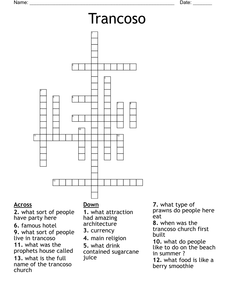 Trancoso Crossword