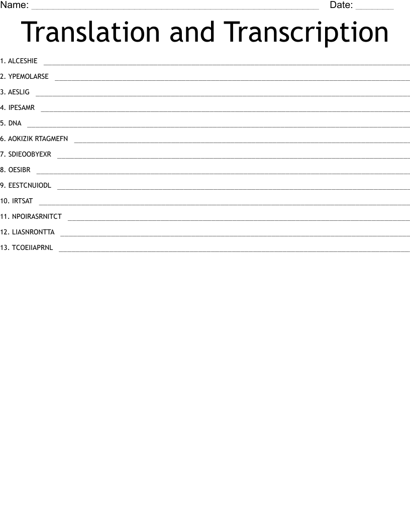 Translation and Transcription Word Scramble - WordMint