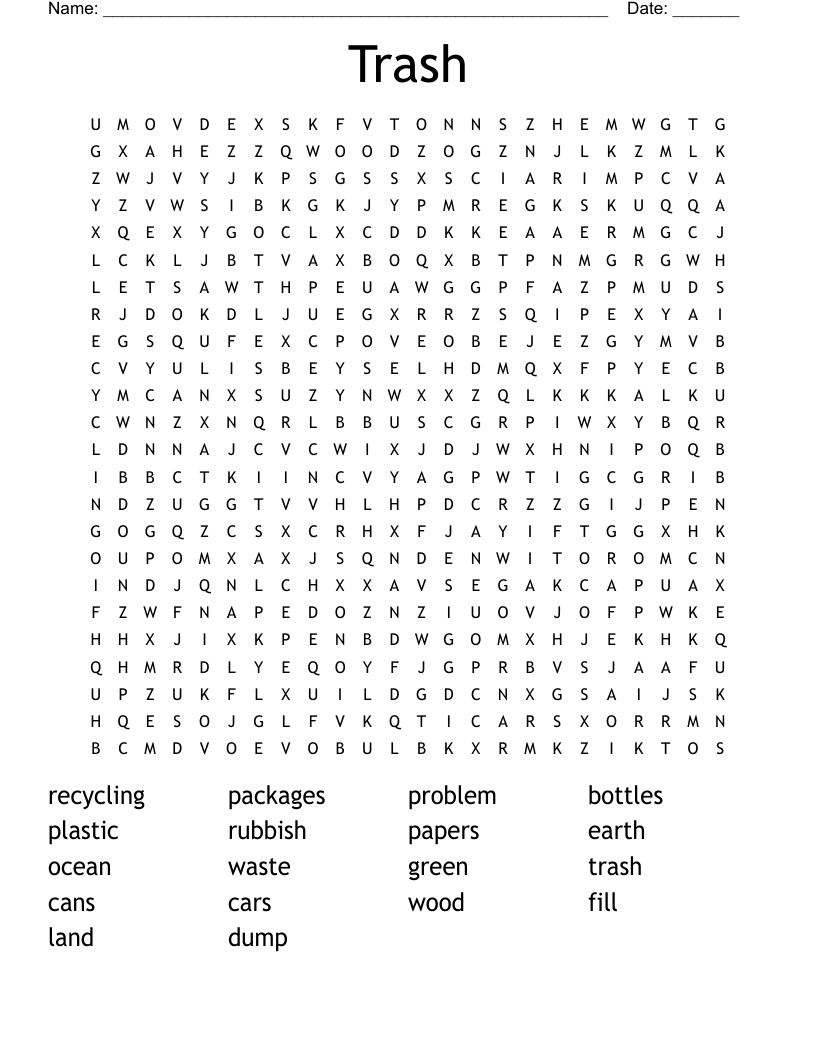 Trash Word Search