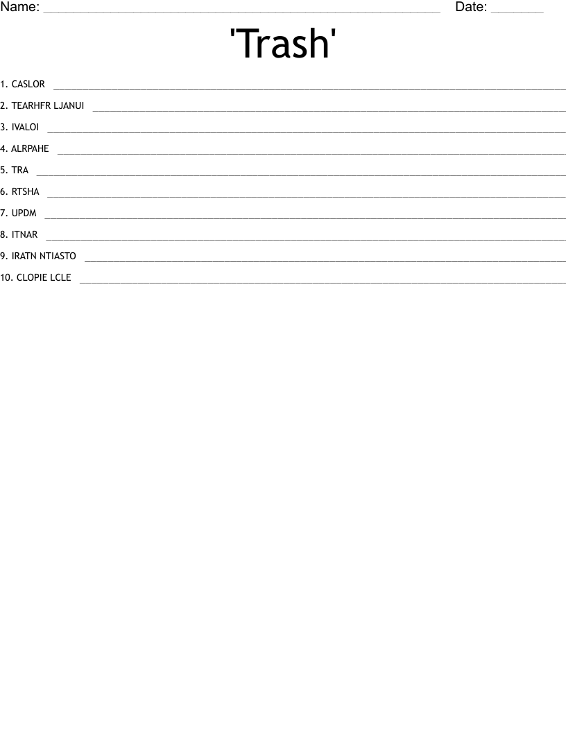 'Trash' Word Scramble