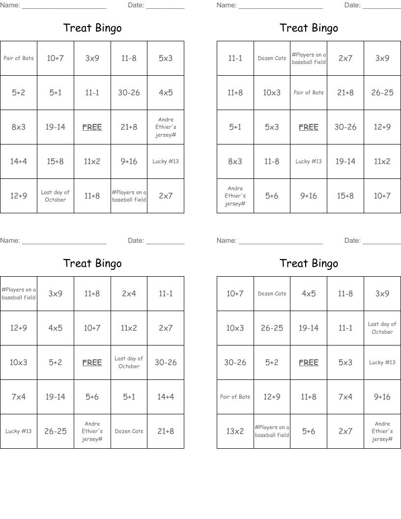Treat Bingo