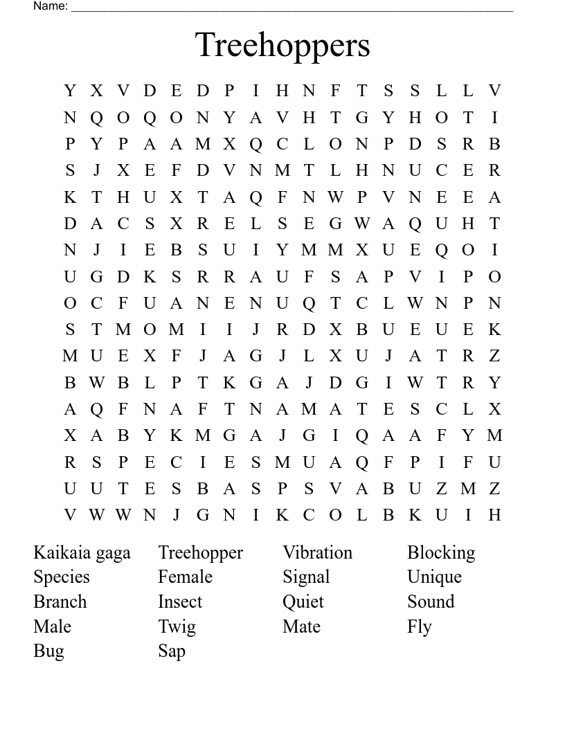 Treehoppers Word Search
