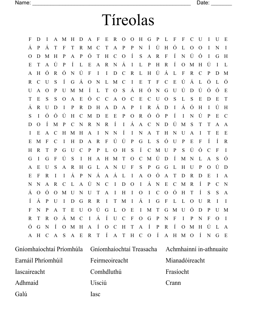Tíreolas Word Search