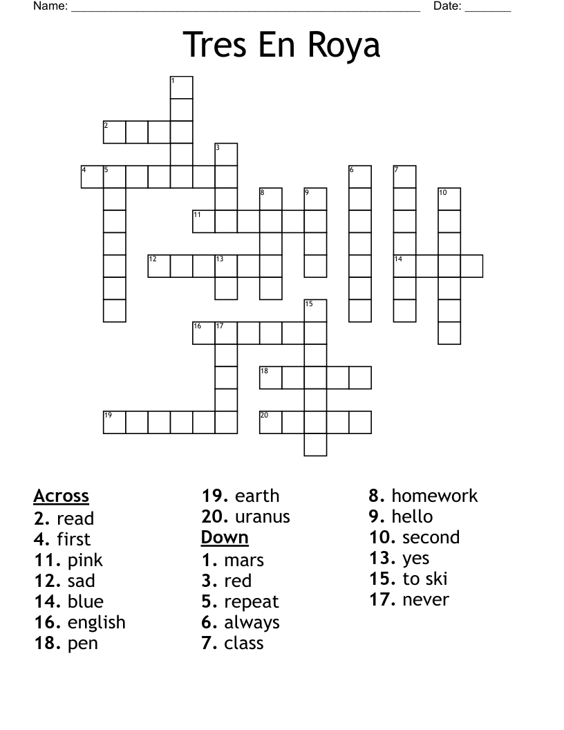 Tres En Roya Crossword
