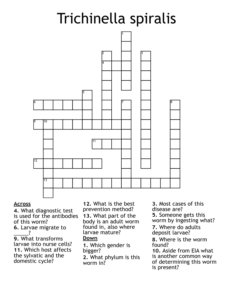 Trichinella spiralis Crossword