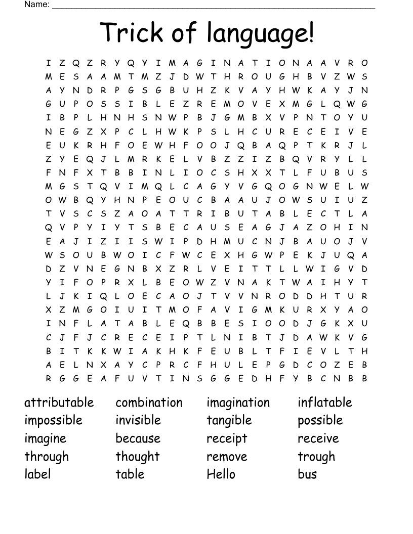 Trick of language! Word Search